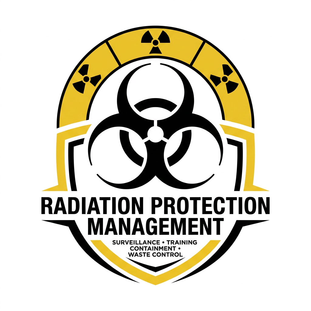 AI Design for Include the Uploaded image in the Radiation protection management logo as a vector