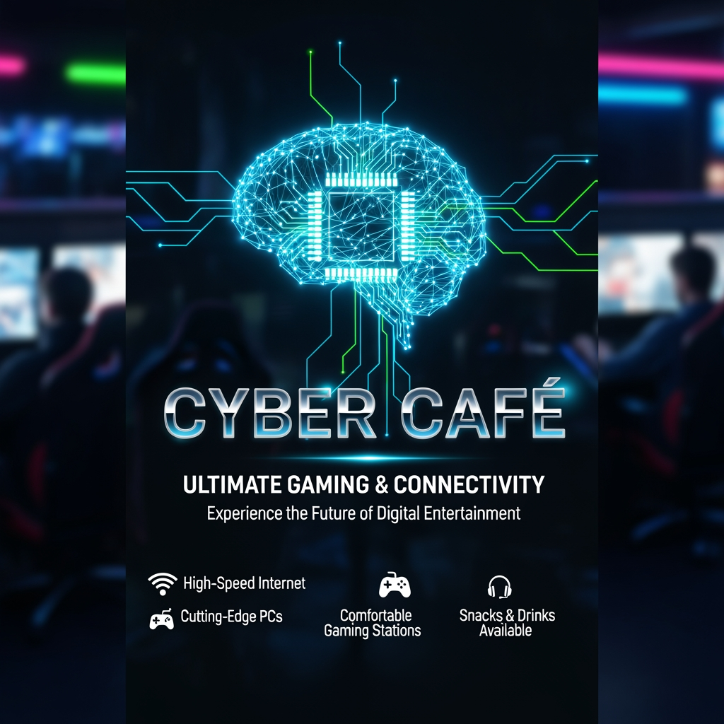 AI Design for cyber cafe professional poster