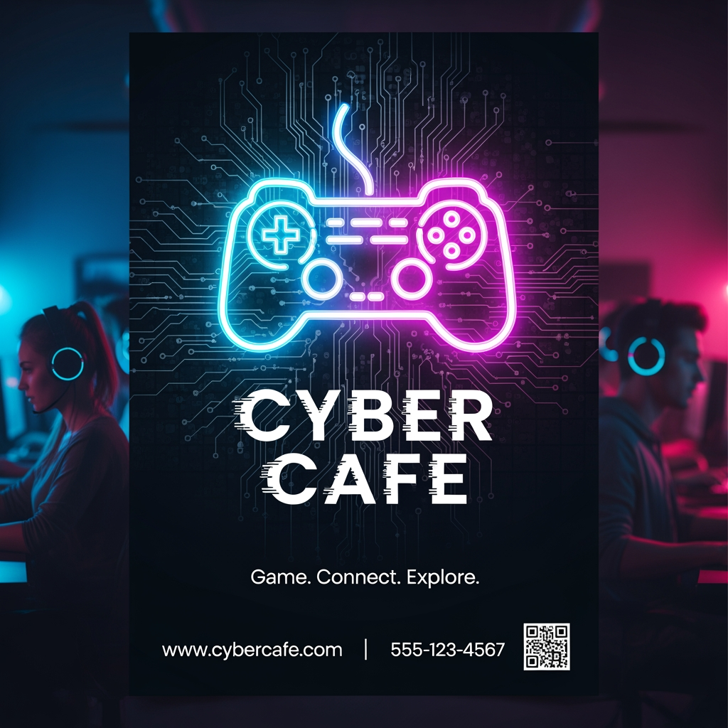 AI Design for cyber cafe professional poster