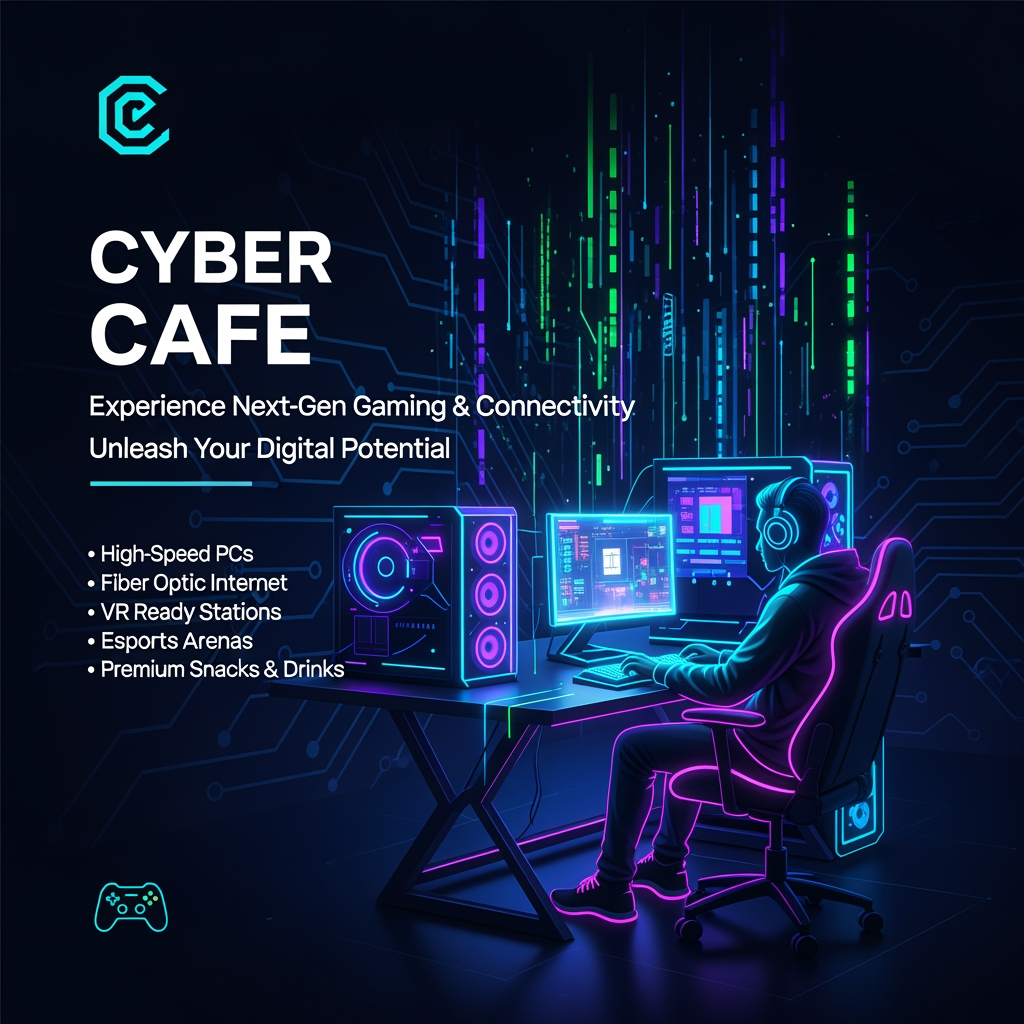 AI Design for cyber cafe professional poster