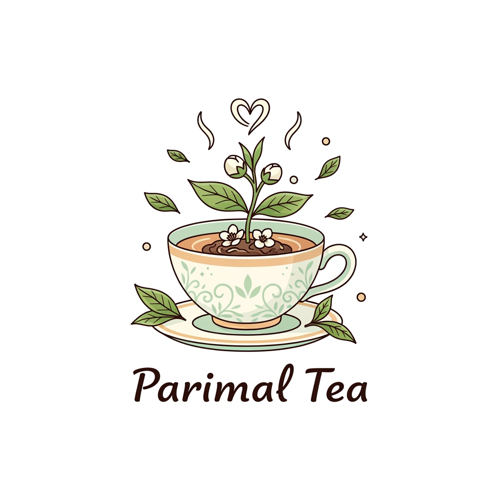 AI Design for Parimal Tea create logo more design should cute and astetic