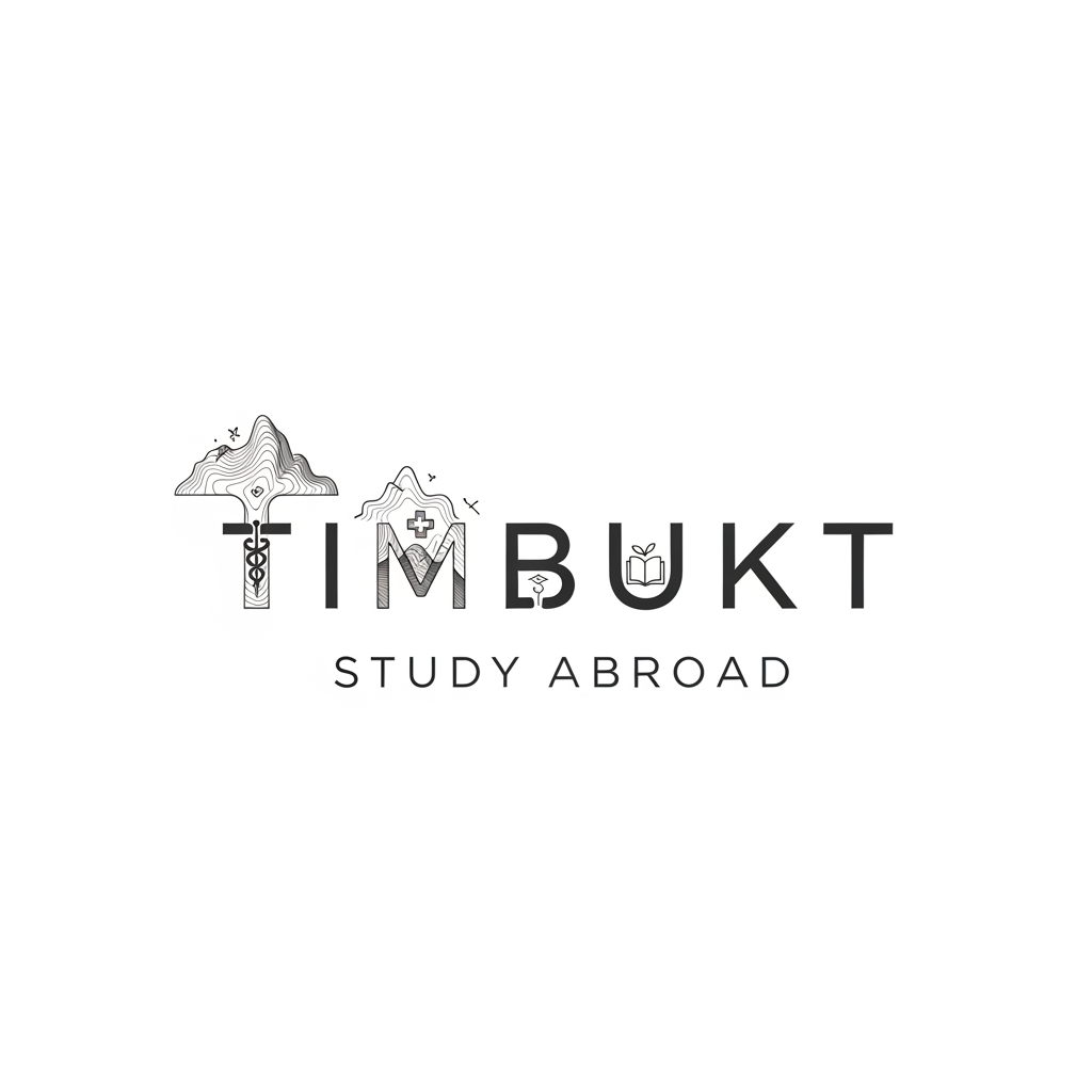 AI Design for TIMBUKT STUDY ABROAD nn vendi minimal logo design cheyabm ith oru topography logoyann vendath ethegilum oru letteril ith helth education annenn ulla elements konduvaranm