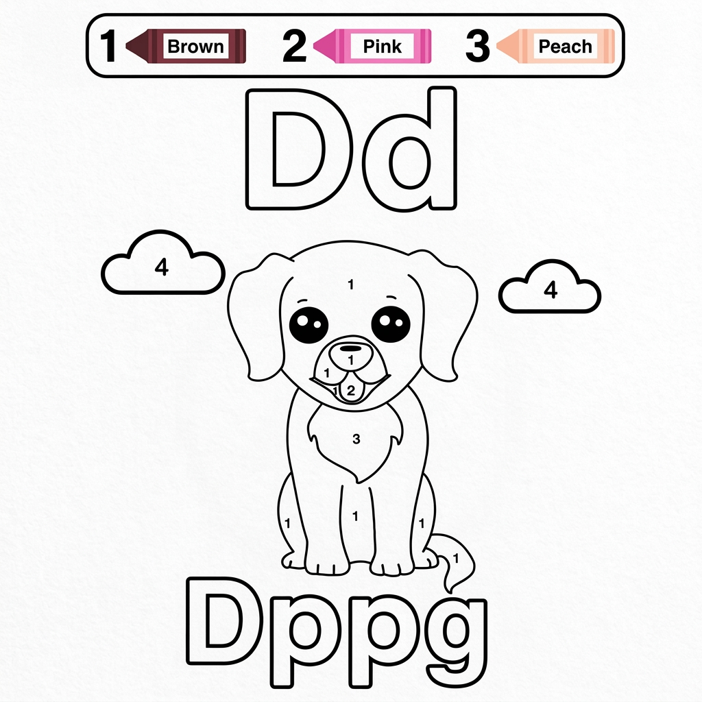AI Design for i had a picture one but i want to add letters and picture name:dog at bottom as the picture two for 8.5*11 inches pages