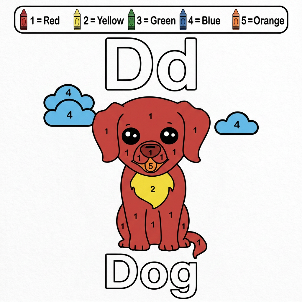 AI Design for i had a picture one but i want to add letters and picture name : dog at bottom as the picture two for 8.5*11 inches pages