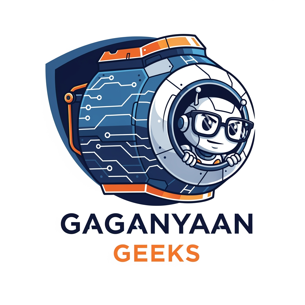 AI Design for Create a logo not with name but our team name is Gaganyaan Geeks it is for isro hackathon