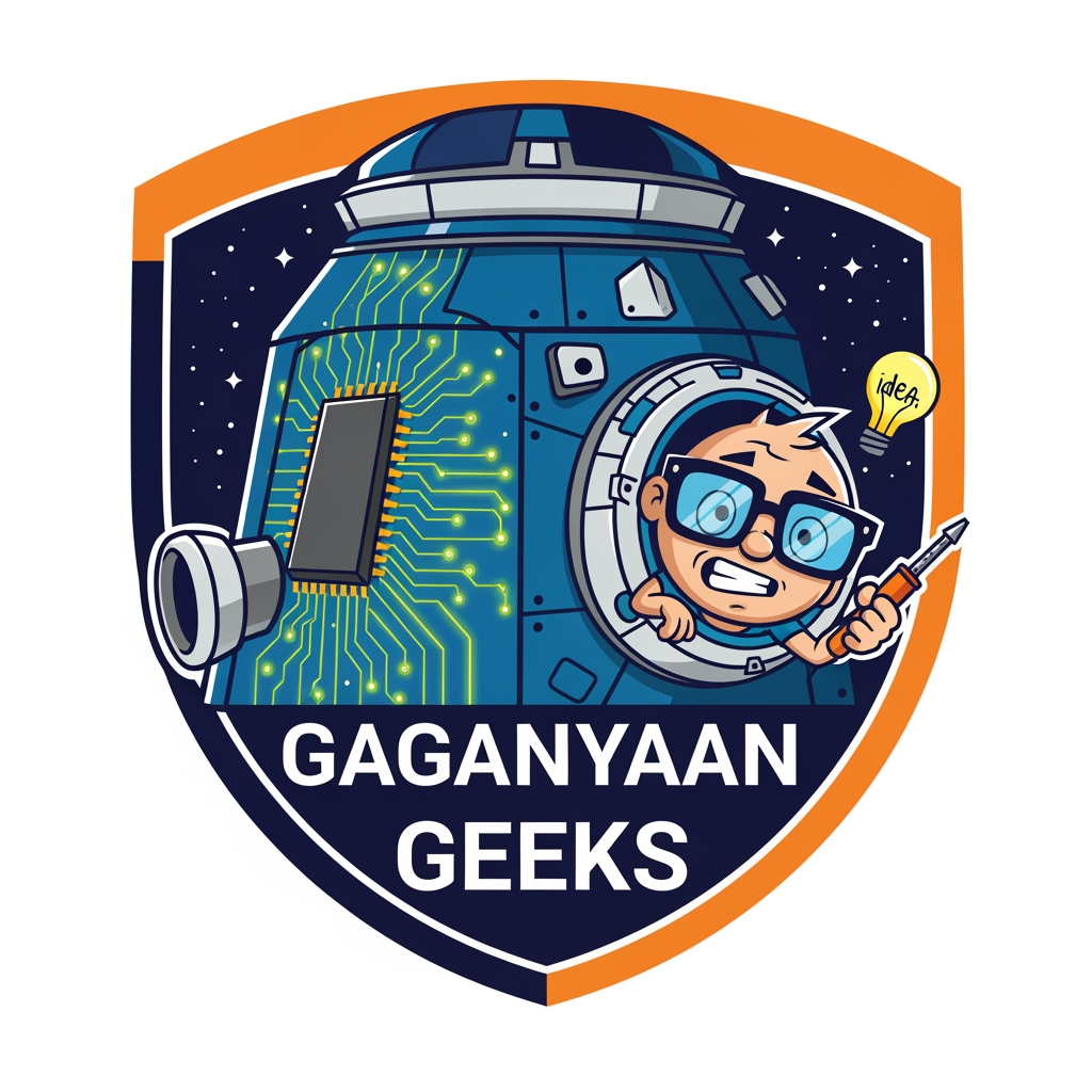 AI Design for Create a logo not with name but our team name is Gaganyaan Geeks it is for isro hackathon
