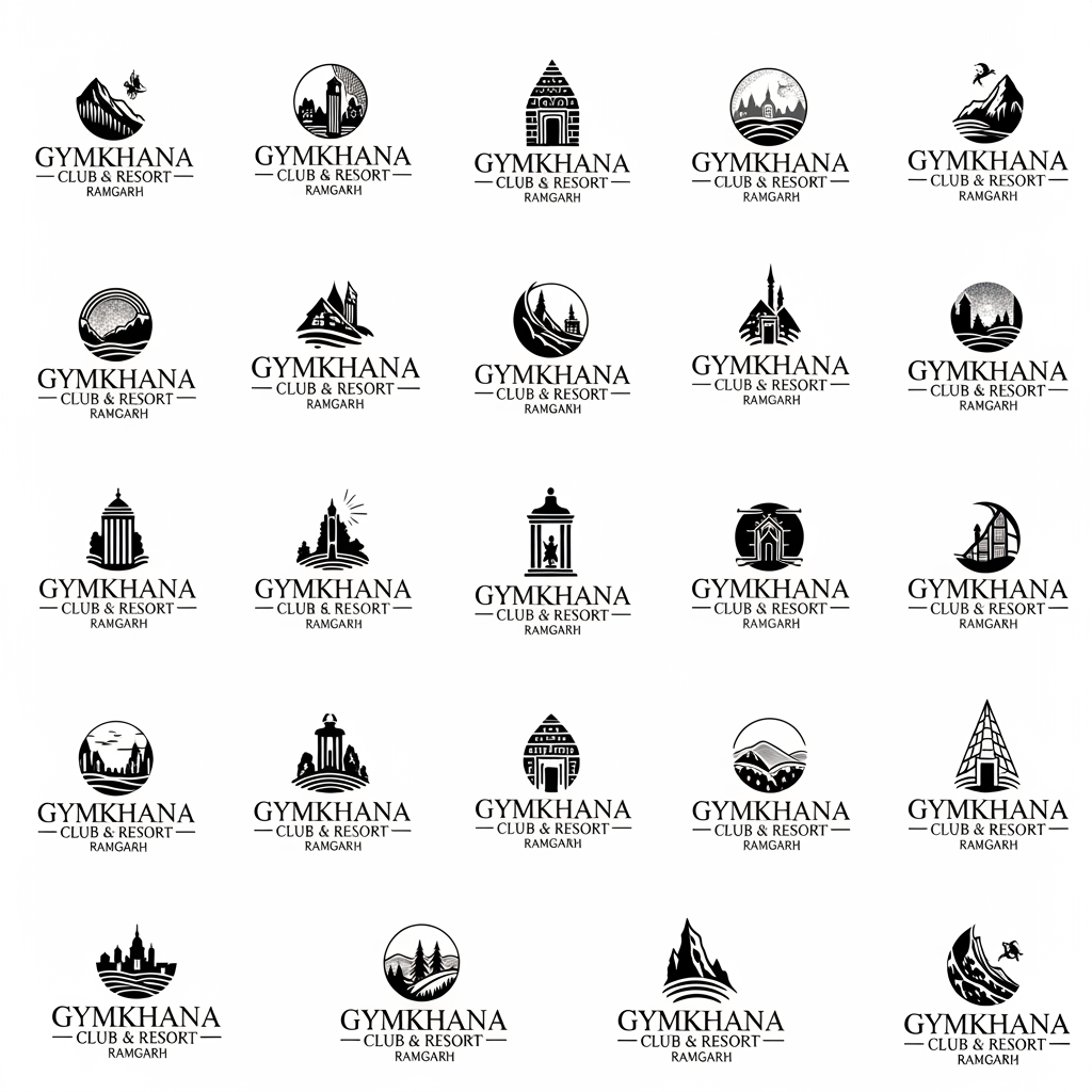 AI Design for GENERATE ME LOGO FOR MY BRAND "GYMKHANA CLUB & RESORT RAMGARH" GIVE ME 20 DIFFERENT MODERN AND CLASSY DESIGNS SAMPLES