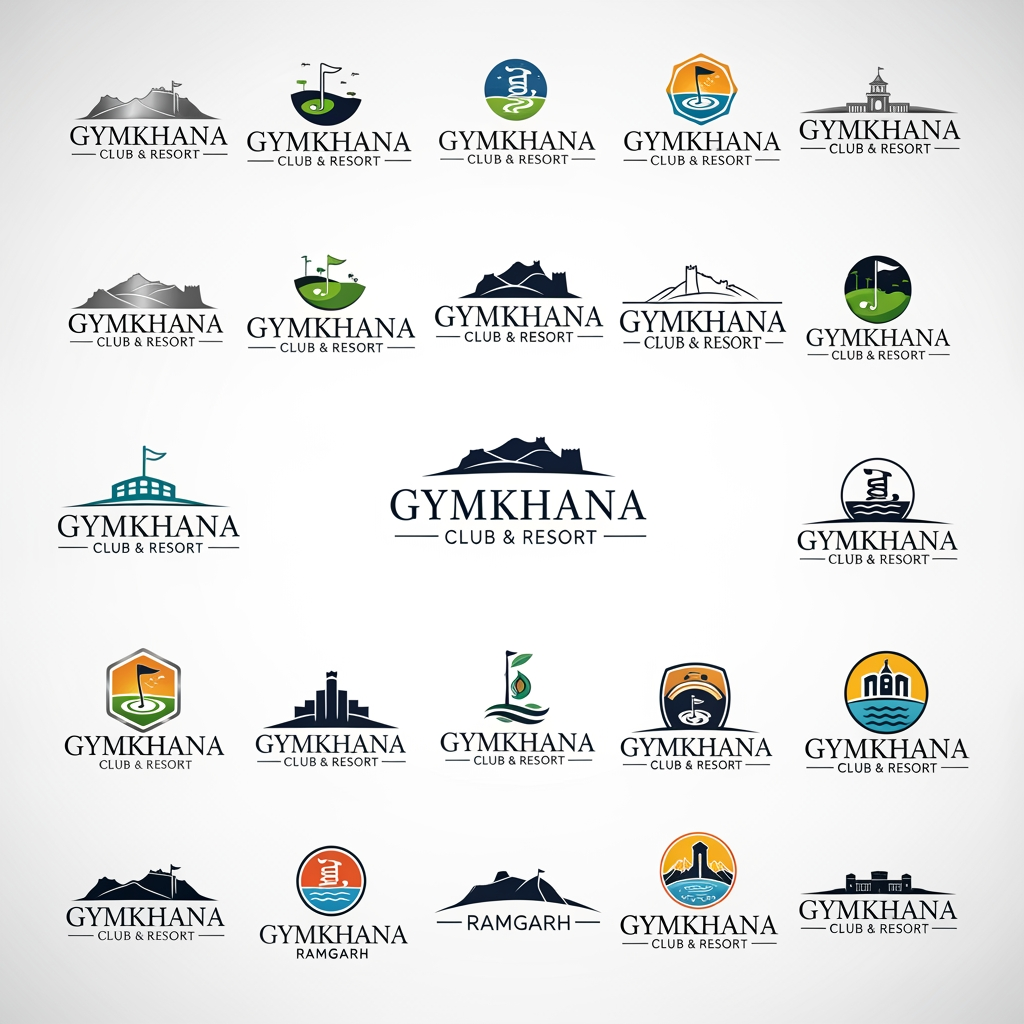 AI Design for GENERATE ME LOGO FOR MY BRAND "GYMKHANA CLUB & RESORT RAMGARH" GIVE ME 20 DIFFERENT MODERN AND CLASSY DESIGNS SAMPLES