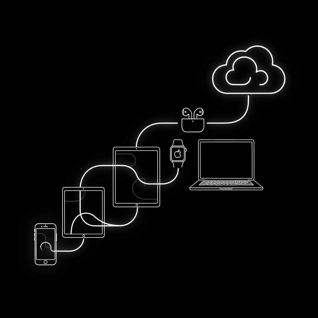 AI Design for Apple Ecosystem, line, Black&White