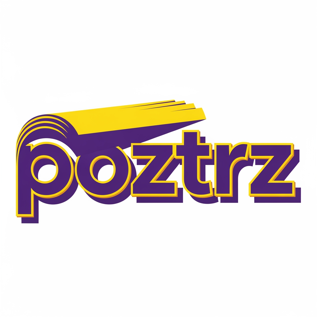 AI Design for create a logo for the word poztrz which describes posters , which must be eye catching with purple and yellow