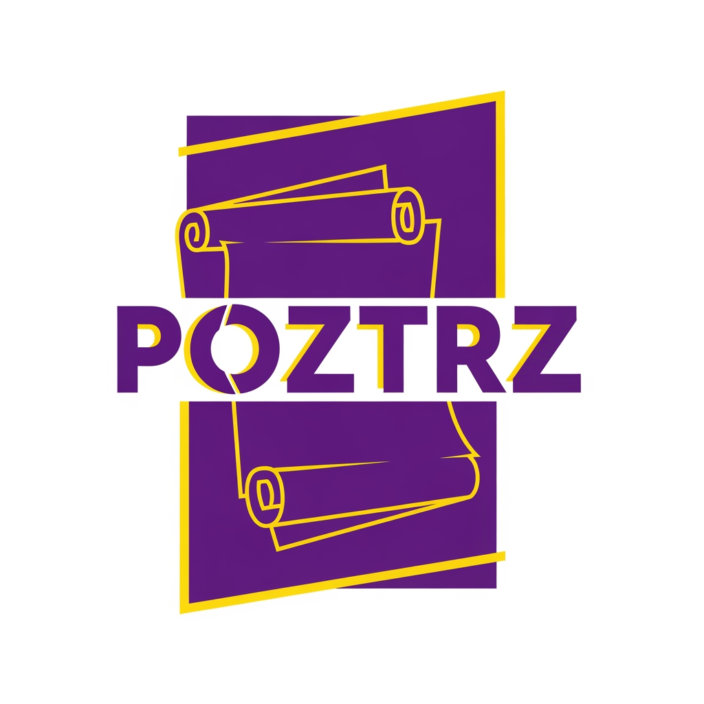 AI Design for create a logo for the word poztrz which describes posters , which must be eye catching with purple and yellow