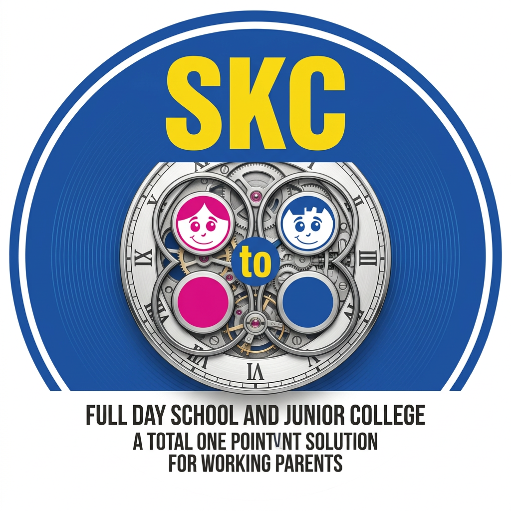 AI Design for SKC 8to8 LOGO FULL DAY SCHOOL AND JUNIOR COLLEGE. MAKE IT USING HALF CURVE CLOCK. AND USE BOY AND GIRL DOLLS INSIDE 8TO8. MAKE IT PROFESSIONAL IMAGE LIKE IN THE HALF CURVE AS THIS IS HOW WE HAVE ALL OUR OTHER LOGOS