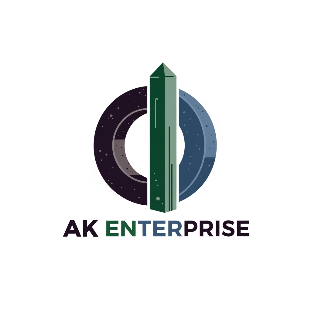 AI Design for AK Enterprise name use generate logo related to Precast Concrete Ring and Fence Posts colour use dark attractic colors unique design logo