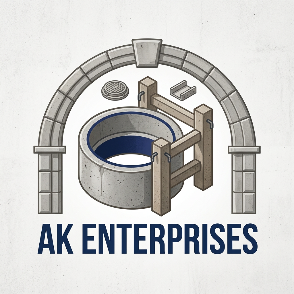 AI Design for i need AK enterprise logo design relate to Precast Concrete Ring,Precast Concrete Fence Post business for need logo in different unique design