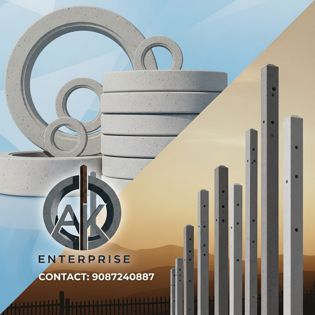 AI Design for Precast Concrete Rings,Precast Concrete Fence Posts i choosed poster add only logo also include in poster with contact :9087240887 balance content remove on the poster