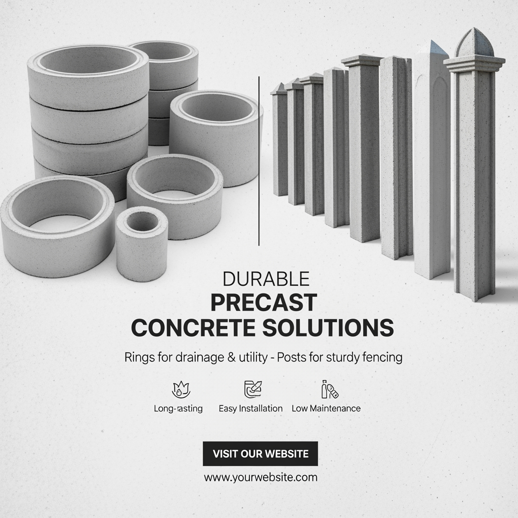 AI Design for Precast Concrete Rings,Precast Concrete Fence Posts related poster need for website