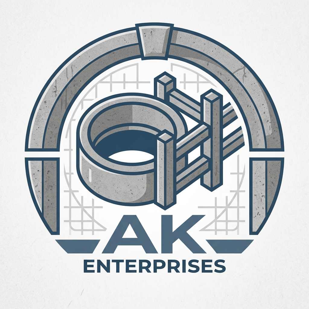 AI Design for i need AK enterprise logo design relate to Precast Concrete Ring,Precast Concrete Fence Post business for need logo in different unique design