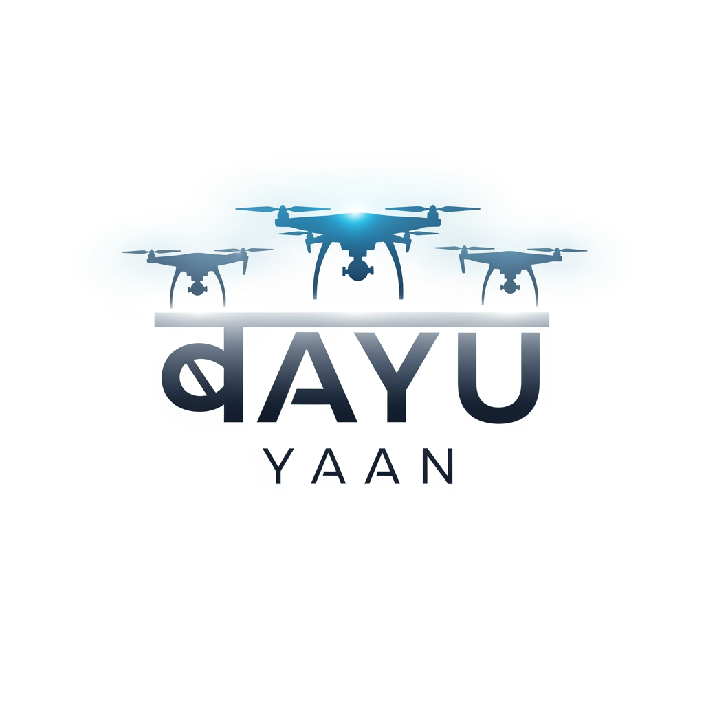 AI Design for I wnt to crete a logo for my drone project wherein it has vayu that's in hindi and yaan written in in english and three drone visuals aligned perecty n me them bit trnprent