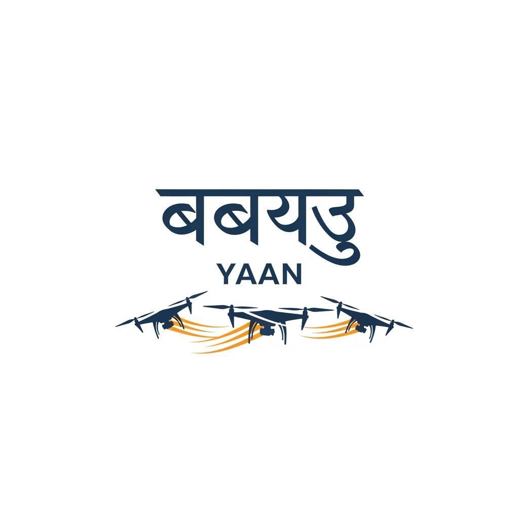 AI Design for I wnt to crete a logo for my drone project wherein it has vayu that's in hindi and yaan written in in english and three drone visuals aligned perecty n me them bit trnprent