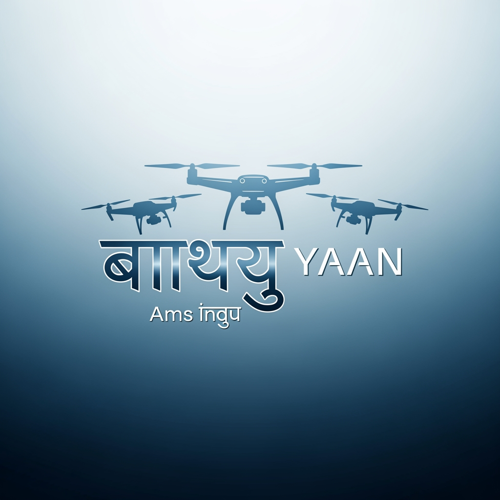 AI Design for I wnt to crete a logo for my drone project wherein it has vaayu written in font ams indu that's in hindi and yaan written in in english and three drone visuals aligned perecty n me them bit trnprent