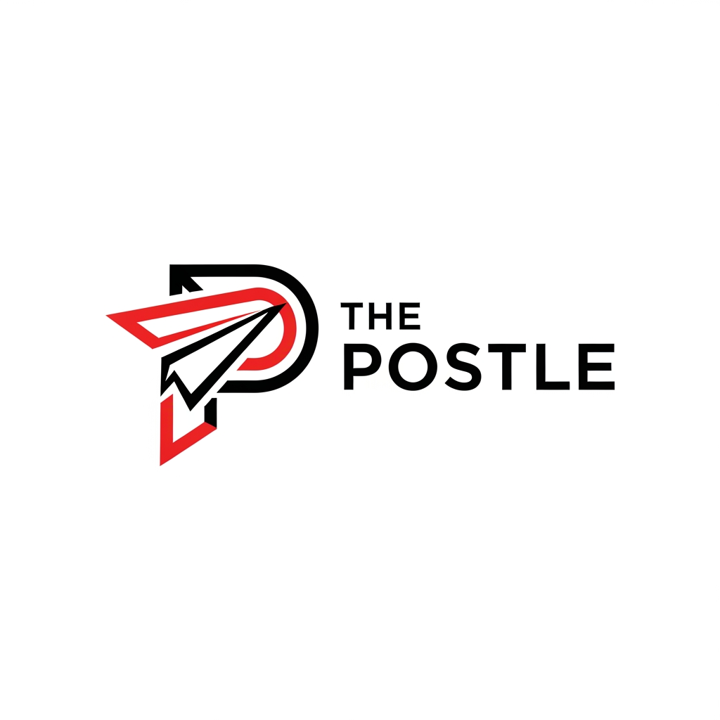 AI Design for create a logo for a digital marketing company named The Postle Logo should be trendy and meaningful something elegant in the theme of black and red make the P symbol trendy and meaning ful something more like 2nd image