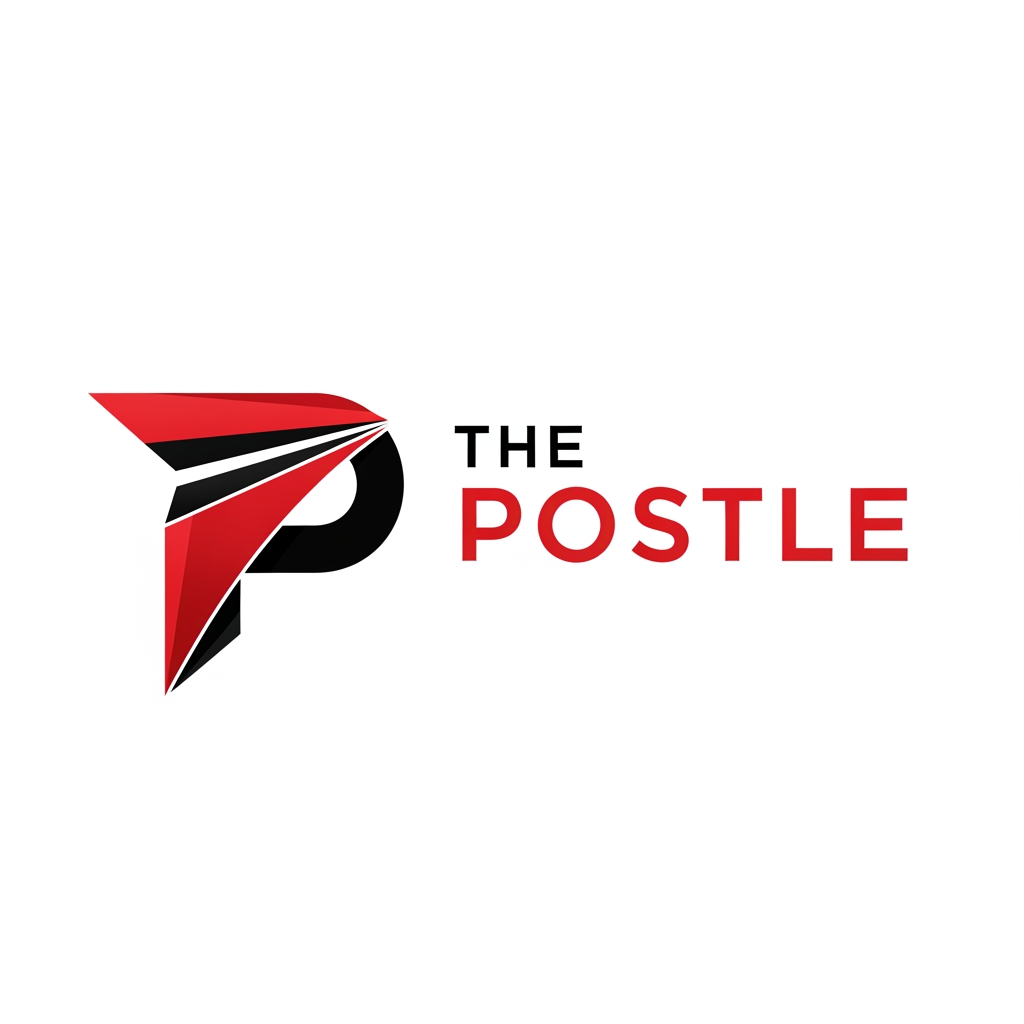 AI Design for create a logo for a digital marketing company named The Postle Logo should be trendy and meaningful something elegant in the theme of black and red make the P symbol trendy and meaning ful something more like 2nd image