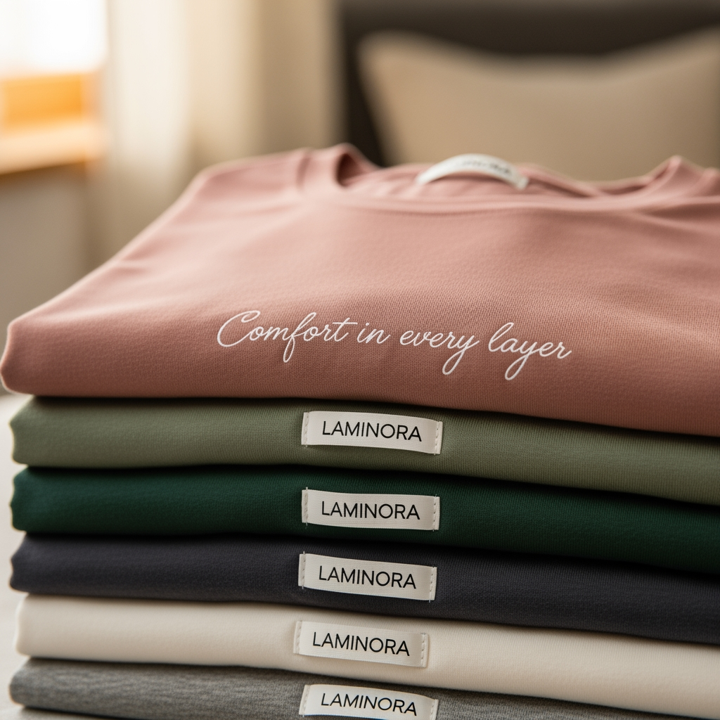 AI Design for Laminora inner item facebook page tag line Comfort in every layer