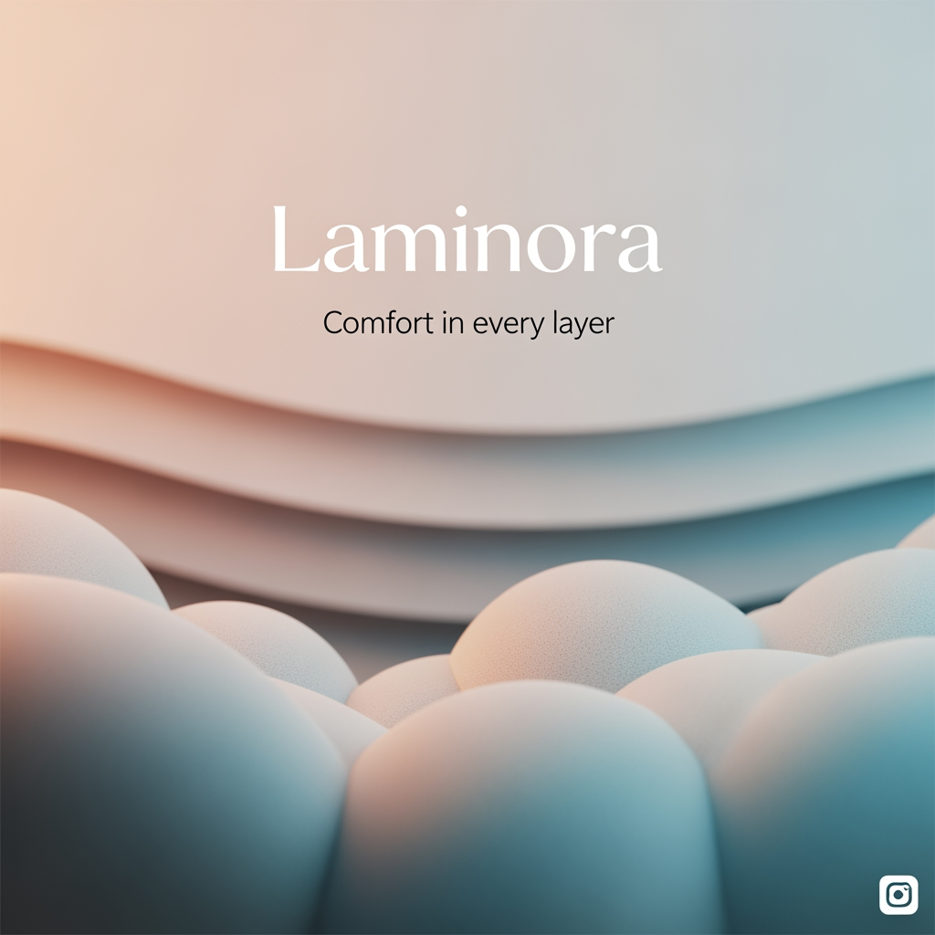 AI Design for Laminora inner item facebook page tag line Comfort in every layer