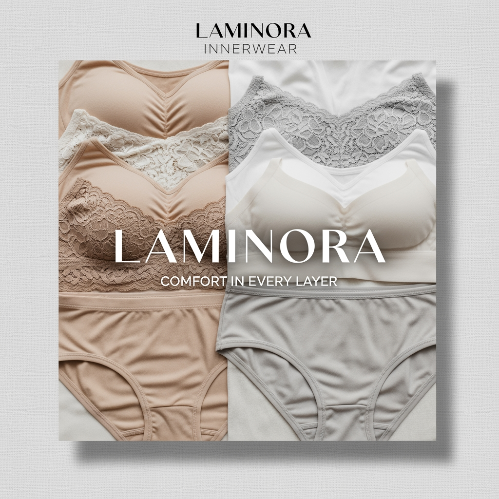 AI Design for Laminora inner item facebook page tag line Comfort in every layer