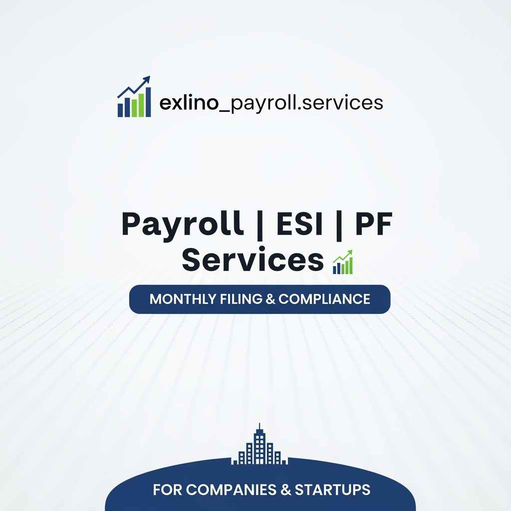 AI Design for Payroll | ESI | PF Services 📊 Monthly Filing & Compliance 🏢 For Companies & Startups my company name is exlino_payroll.services can u create a logos and poster for markteting