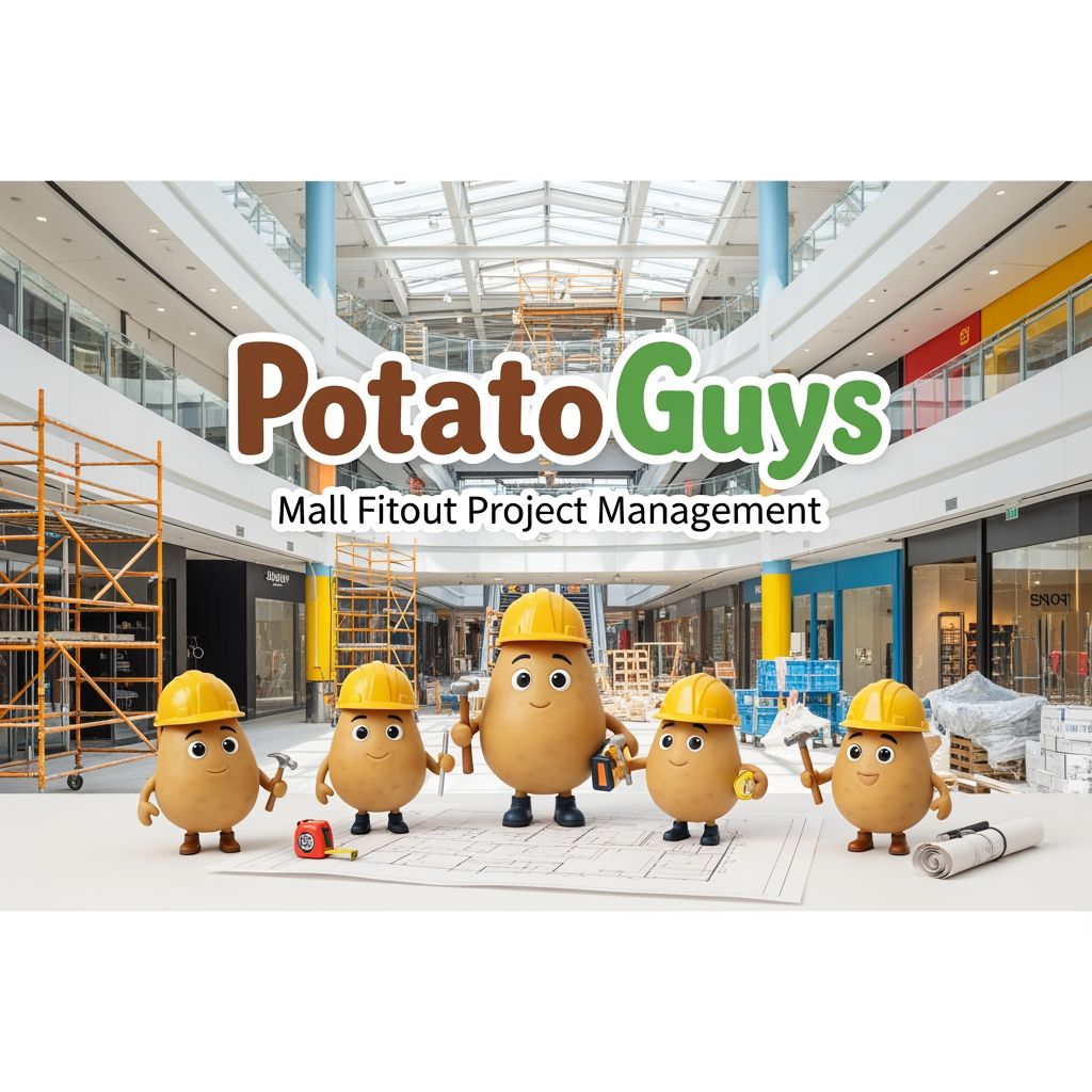 AI Design for i am making an website which will be managing mall fitout project. name of company is potato guys
