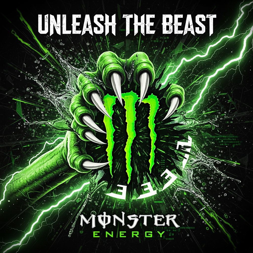 AI Design for make poster for monster drink company