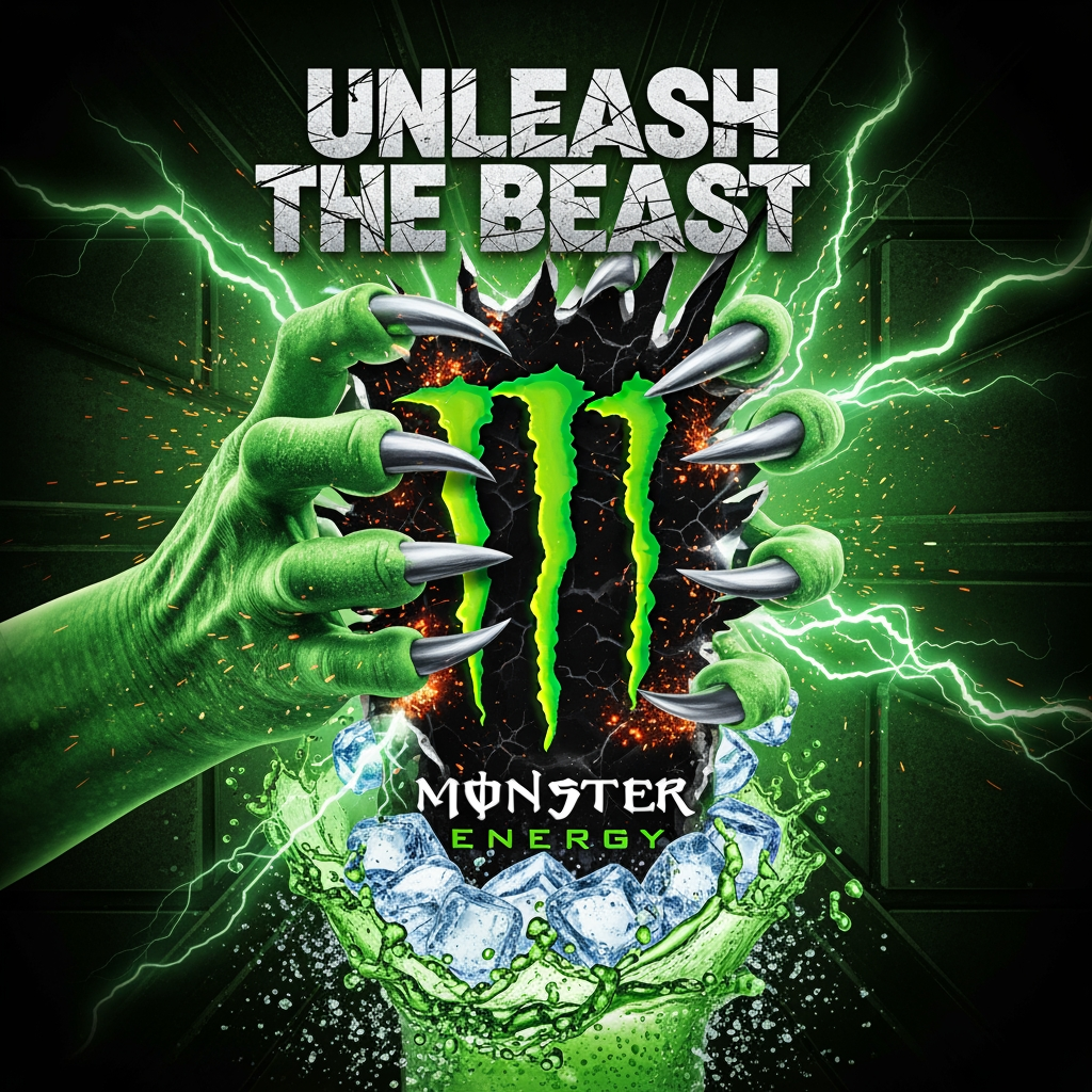 AI Design for make poster for monster drink company
