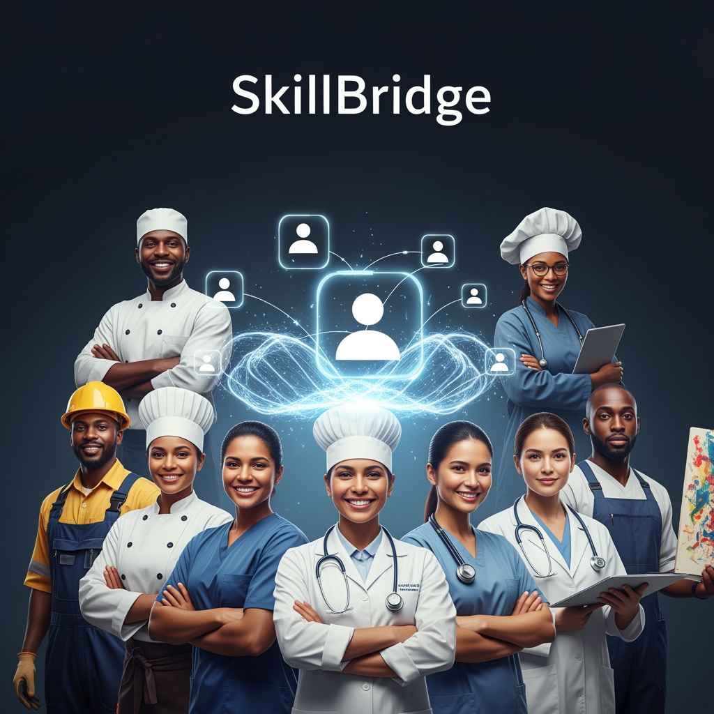AI Design for SkillBridge
Your skills deserve
a proper profile
Speak in Hindi, English, or your own language. We turn your experience into a professional profile — no typing, no forms.