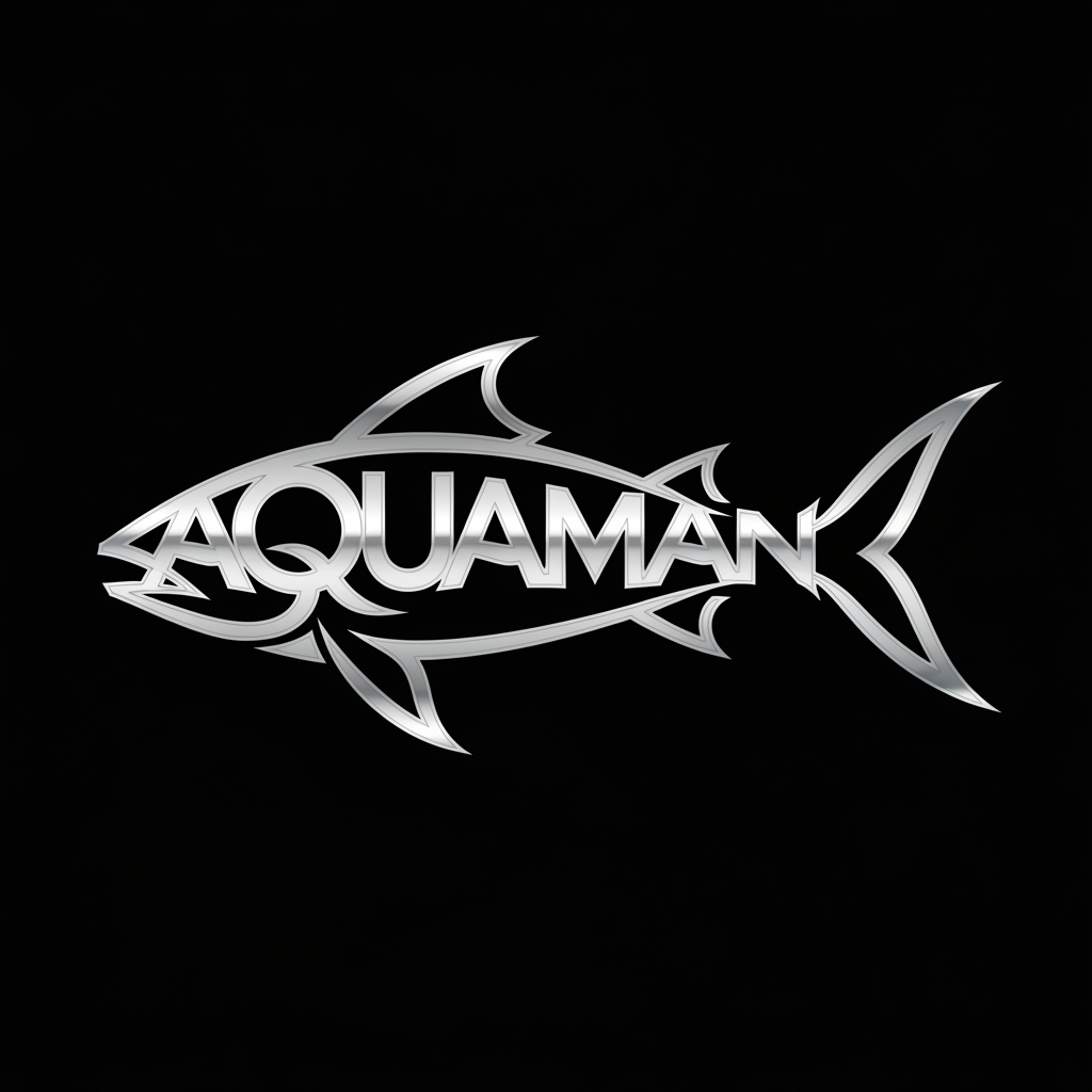 AI Design for Create a premium luxury wordmark logo featuring the text "AQUAMAN" seamlessly transformed into the shape of a powerful fish. The typography itself should form the fish silhouette, making the fish and wordmark appear as one unified design.
Design Requirements:
The entire fish shape must be built from the letters of AQUAMAN.
No separate fish illustration.
No eyes, pupils, facial features, or cartoon elements.
The fish should look aggressive, sleek, fast, and powerful through its shape alone.
The first A should naturally form the fish head and mouth.
The last letters should organically transition into an elegant forked tail fin.
Integrate sharp dorsal fins and lower fins into the typography.
Every letter should contribute to the fish anatomy.
Strong silhouette recognizable even at small sizes.
Style:
Ultra-premium metallic silver finish.
Brushed stainless steel texture.
Realistic chrome reflections.
High contrast highlights and shadows.
3D embossed appearance.
Luxury sports-brand aesthetic.
Sharp angular cuts and aggressive contours.
Clean vector-quality edges.
Professional esports, marine, and luxury brand influence.
Composition:
Horizontal logo layout.
Fish swimming from left to right.
Balanced proportions.
Symmetrical fin placement.
Tail integrated naturally into typography.
Strong negative space usage.
Black background for maximum contrast.
Quality:
Award-winning logo design.
Corporate branding quality.
Minimal yet highly recognizable.
Vector logo style.
Crisp outlines.
Scalable for apparel, websites, boats, fishing brands, gaming teams, and premium merchandise.
Negative Prompt:
No eyes, no cartoon style, no mascot design, no gradients outside metallic reflections, no extra text, no water splashes, no ocean background, no realistic fish illustration, no clutter, no shadows behind logo, no glow effects, no low-quality typography, no rounded playful fonts.
Style Keywords: luxury metallic logo, custom wordmark, fish typography logo, silver chrome emblem, aggressive marine branding, premium vector design, brushed steel texture, iconic brand mark, minimalist luxury logo, professional identity design.
