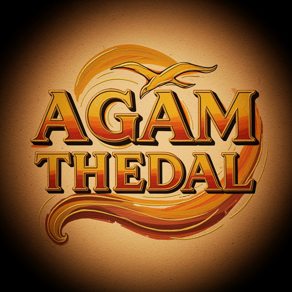 AI Design for CREATE A UNIQUE SOULFUL HAND PAINTED LOGO FOR "AGAM THEDAL" LIKE CINEMATIC