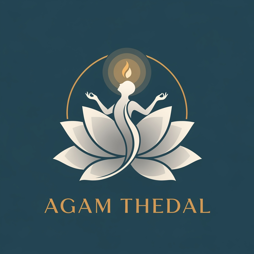 AI Design for CREATE A UNIQUE SOULFUL LOGO FOR "AGAM THEDAL" LIKE ISHAA LOGO