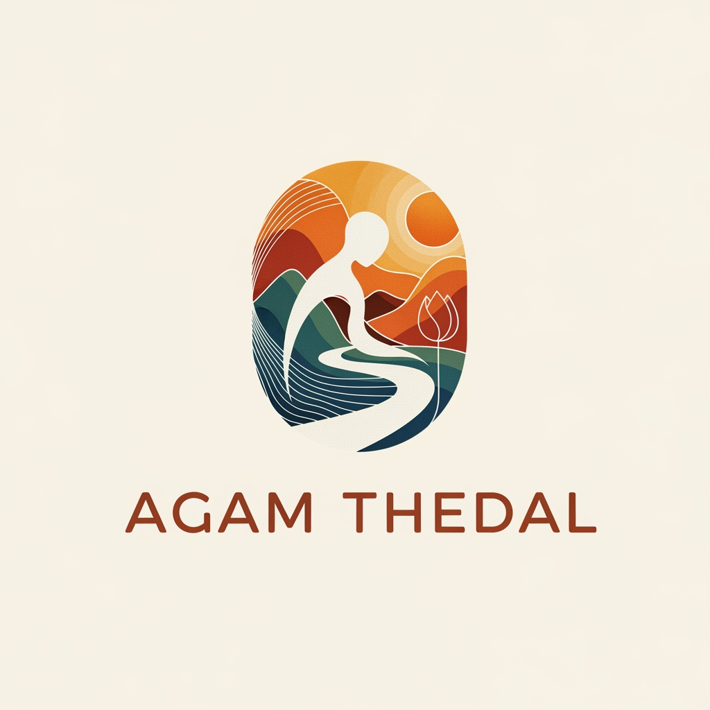 AI Design for CREATE A UNIQUE SOULFUL LOGO FOR "AGAM THEDAL" LIKE ISHAA LOGO