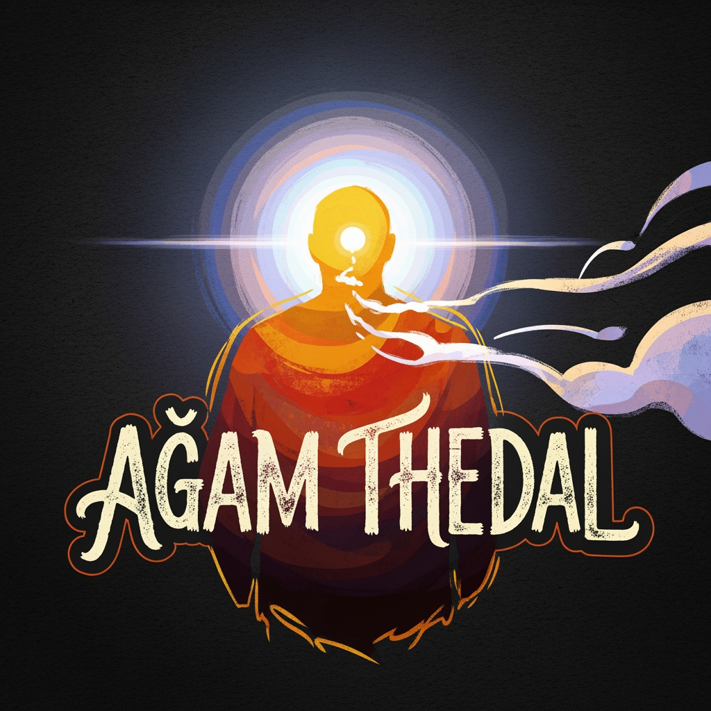 AI Design for CREATE A UNIQUE SOULFUL HAND PAINTED LOGO FOR "AGAM THEDAL" LIKE CINEMATIC
