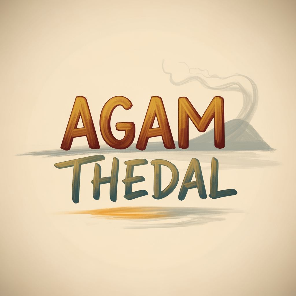 AI Design for CREATE A UNIQUE SOULFUL HAND PAINTED LOGO FOR "AGAM THEDAL" LIKE CINEMATIC