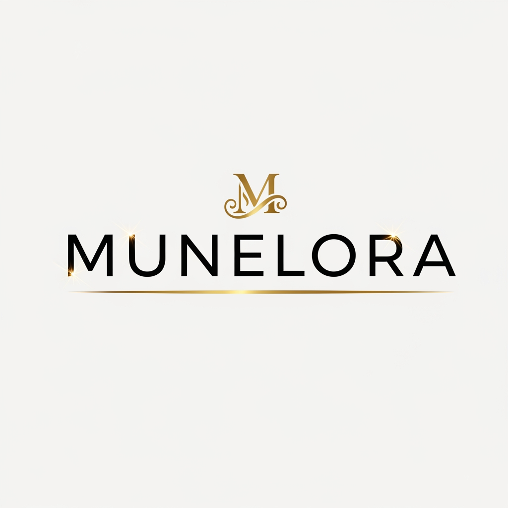 AI Design for i create a logo of business name "Munelora " black colur with gloden touch