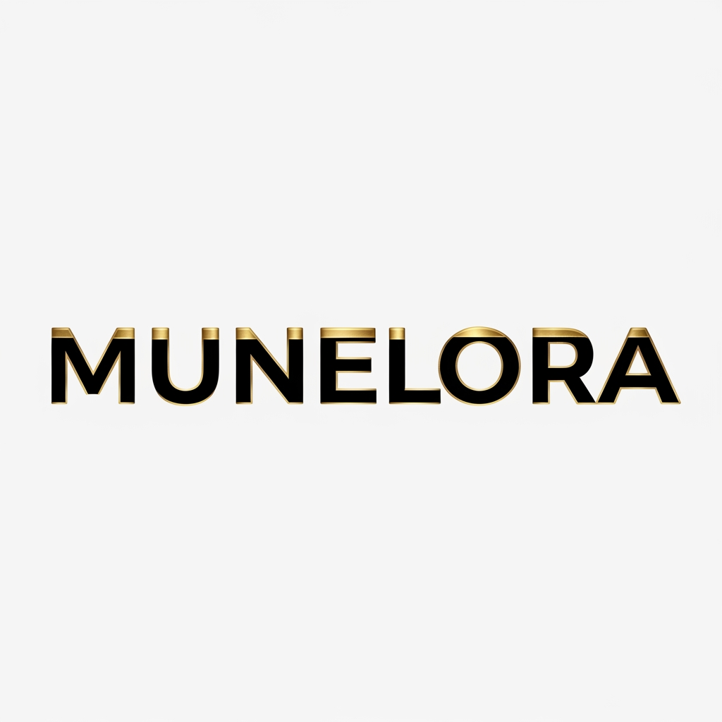 AI Design for i create a logo of business name "Munelora " black colur with gloden touch