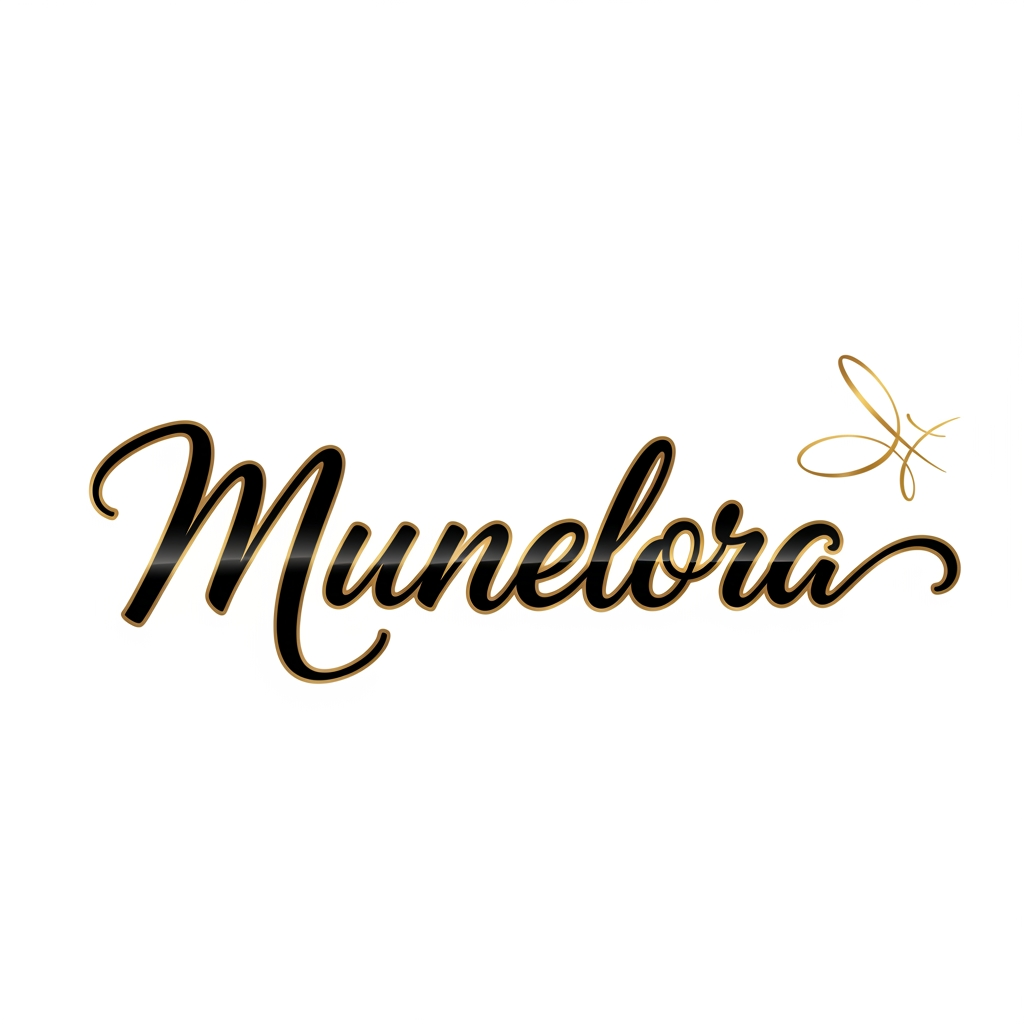 AI Design for i create a logo of business name "Munelora " black colur with gloden touch