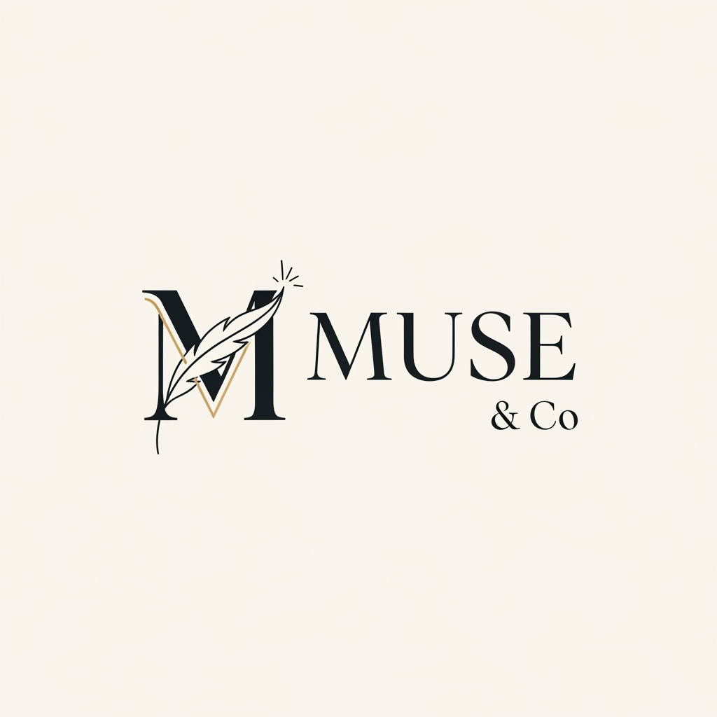 AI Design for Logo Design Brief – Muse & Co
Brand Name: Muse & Co
Logo Style: Modern, Minimalist, Luxury, Elegant
Theme: Creativity, Inspiration, Sophistication, Premium Quality
Color Palette:
Primary Color: Matte Black (#000000)
Secondary Color: Charcoal Black (#2B2B2B)
Accent Color: Soft Gold (#D4AF37) (optional)
Background: White ya Light Beige
Typography:
Font Style: Elegant Serif (jaise Playfair Display, Cormorant Garamond)
"Muse" ko thora prominent rakhein.
"& Co" ko smaller aur refined style mein likhein.
Clean aur professional look maintain rakhein.
Logo Icon:
Abstract "M" monogram.
Ya subtle feather, spark, flower petal, ya artistic line element jo creativity aur inspiration ko represent kare.
Icon simple aur memorable ho.
Layout:
Horizontal version: Icon left side, text right side.
Square version: Icon top, brand name bottom.
Social media profile ke liye icon-only version bhi banaya jaye.
Size Requirements:
Main Logo: 3000 × 3000 px
Social Media: 1080 × 1080 px
Transparent PNG aur Vector (SVG/AI) format mein.
Overall Feel:
Premium
Feminine but professional
Modern luxury
Clean and timeless
High-end fashion/beauty/lifestyle brand appearance
AI Prompt
"Create a luxury minimalist logo for 'Muse & Co'. Use a matte black color palette with subtle gold accents. Design an elegant monogram 'M' combined with a creative and artistic symbol. Use sophisticated serif typography, clean lines, and premium branding aesthetics. The logo should feel modern, timeless, luxurious, and professional with a high-end fashion and lifestyle brand identity. White background, vector style, high resolution."