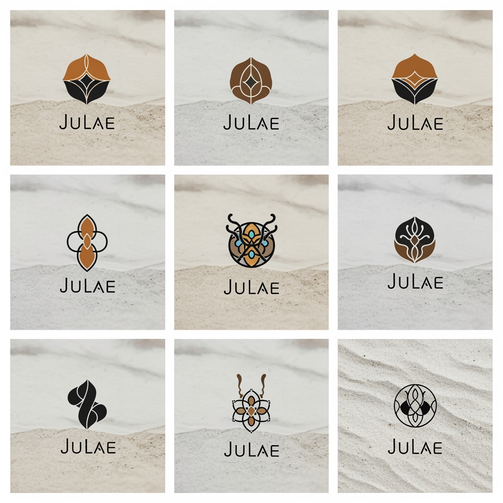 AI Design for we have a minimalistic jewellery brand called julae , make me various logos for the same which should look minimal but luxurious based on the ladakhi colors pallete