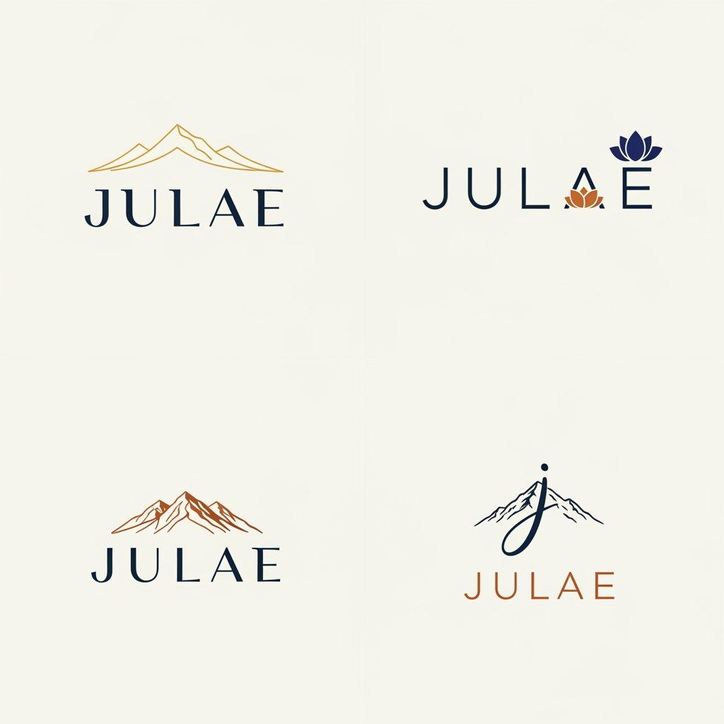 AI Design for we have a minimalistic jewellery brand called julae , make me various logos for the same which should look minimal but luxurious based on the ladakhi colors pallete