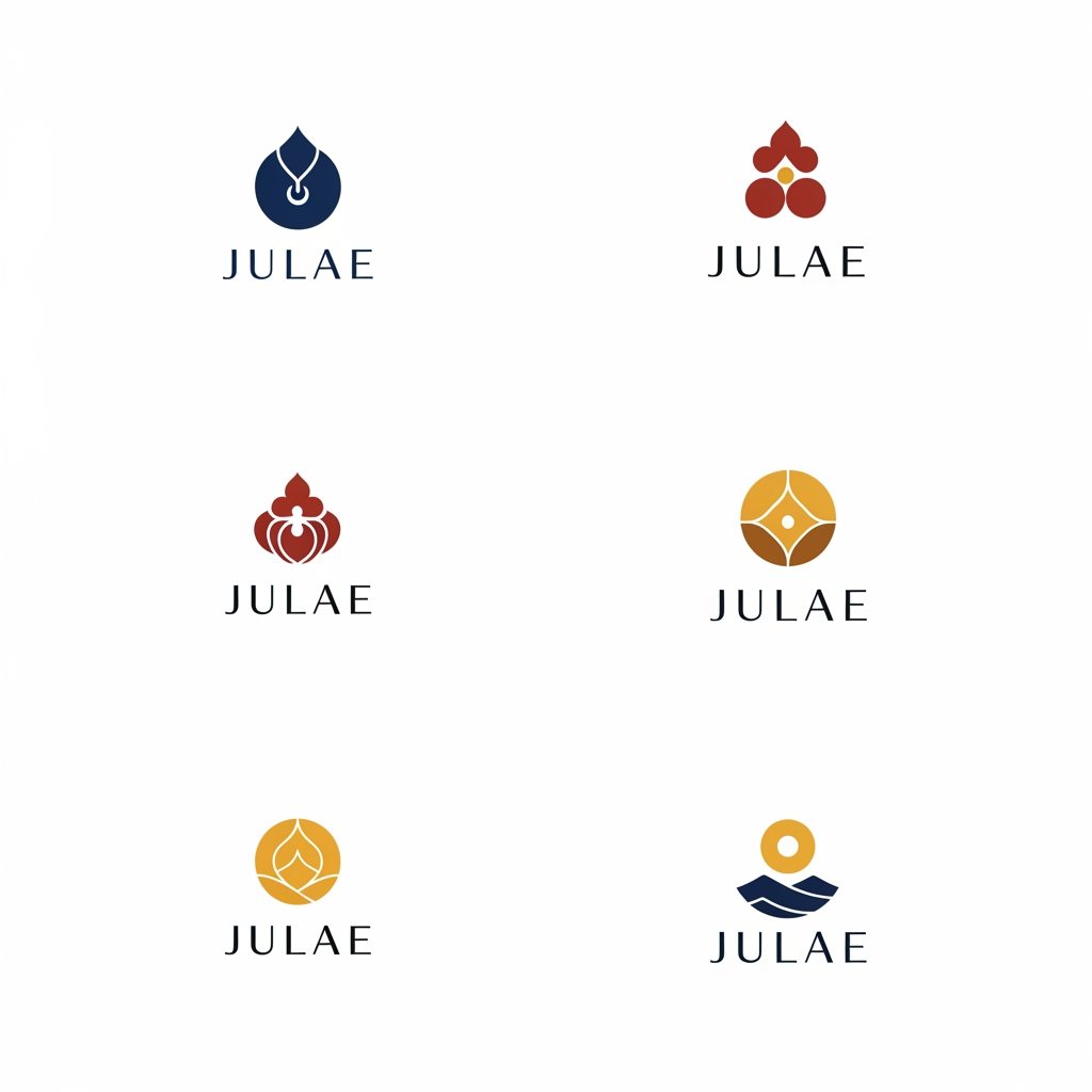 AI Design for we have a minimalistic jewellery brand called julae , make me various logos for the same which should look minimal but luxurious based on the ladakhi colors pallete