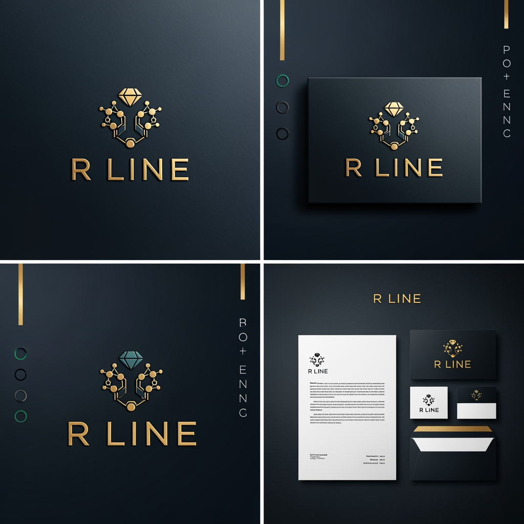 AI Design for Create a world-class luxury logo for a pharmaceutical and cosmetics distribution company named "R Line".
The company specializes in distributing pharmaceuticals, skincare products, cosmetics, aesthetic medicine products, and beauty solutions. The logo should position the company as a market leader, premium supplier, and highly trusted brand within the healthcare and beauty industries.
Design Style:
Luxury
Elegant
Sophisticated
Corporate
Minimalist
High-end
Memorable
Timeless
International brand quality
Icon Requirements:
Design a custom standalone icon (NOT based on the letter R and NOT a monogram).
The icon should be an original symbolic illustration that represents:
Trust
Growth
Excellence
Precision
Beauty
Innovation
Leadership
The icon must subtly combine inspiration from both the pharmaceutical and beauty industries without using obvious or cliché medical symbols.
Avoid:
Medical crosses
Capsules
Pills
Syringes
Stethoscopes
Generic healthcare symbols
Letter-based icons
Preferred Icon Direction:
Create an elegant abstract emblem inspired by:
A premium crystal shape
A refined diamond structure
Flowing organic lines
Molecular sophistication
Botanical elegance
Symmetrical luxury geometry
Modern scientific innovation
The icon should feel exclusive and instantly recognizable, similar to the visual identity of a global luxury brand.
Typography:
Premium custom typography
Modern sans-serif luxury font
Strong yet elegant
High readability
Professional and authoritative
Color Palette:
Primary option:
Deep navy blue
Metallic gold
Alternative options:
Matte black and gold
Emerald green and gold
Visual Feel:
The logo should look as if it belongs to a multinational company worth hundreds of millions of dollars. It should communicate confidence, prestige, stability, and premium quality at first glance.
Deliver:
Icon + Wordmark version
Icon-only version
Horizontal layout
Vertical layout
Luxury embossed mockup
Packaging mockup
Corporate stationery mockup
The final result must be striking, luxurious, iconic, highly memorable, and suitable for becoming one of the strongest pharmaceutical and beauty distribution brands in the region
