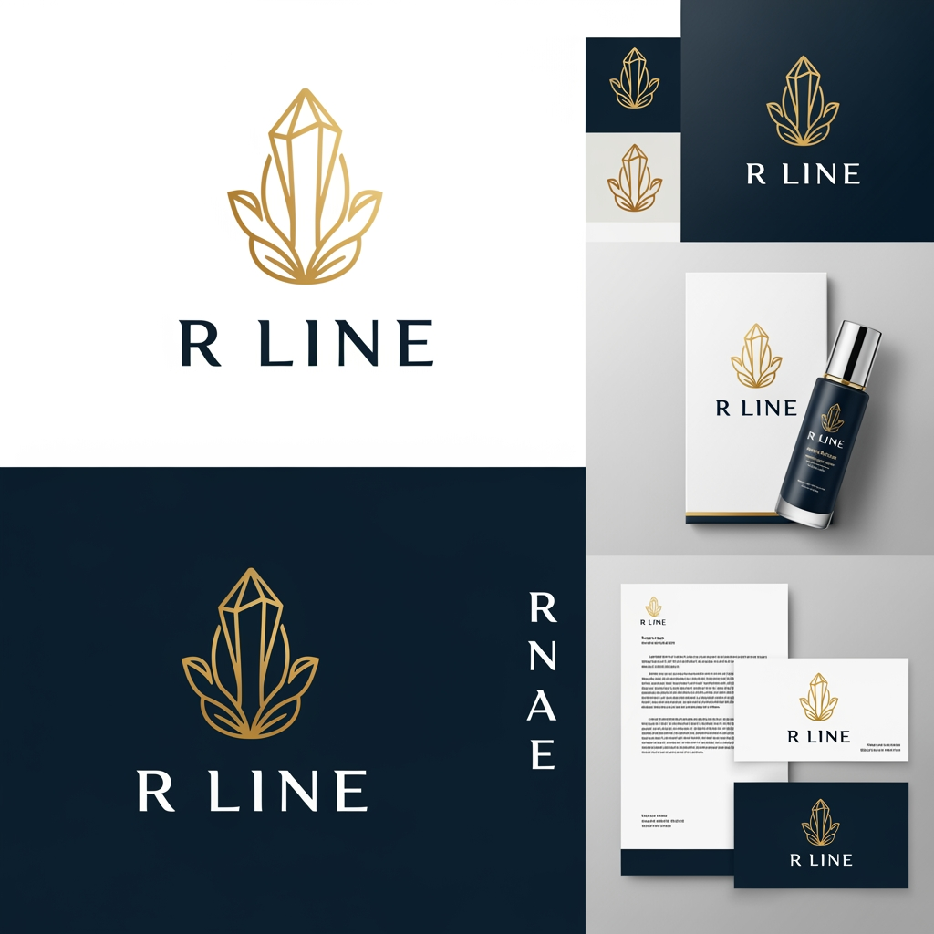 AI Design for Create a world-class luxury logo for a pharmaceutical and cosmetics distribution company named "R Line".
The company specializes in distributing pharmaceuticals, skincare products, cosmetics, aesthetic medicine products, and beauty solutions. The logo should position the company as a market leader, premium supplier, and highly trusted brand within the healthcare and beauty industries.
Design Style:
Luxury
Elegant
Sophisticated
Corporate
Minimalist
High-end
Memorable
Timeless
International brand quality
Icon Requirements:
Design a custom standalone icon (NOT based on the letter R and NOT a monogram).
The icon should be an original symbolic illustration that represents:
Trust
Growth
Excellence
Precision
Beauty
Innovation
Leadership
The icon must subtly combine inspiration from both the pharmaceutical and beauty industries without using obvious or cliché medical symbols.
Avoid:
Medical crosses
Capsules
Pills
Syringes
Stethoscopes
Generic healthcare symbols
Letter-based icons
Preferred Icon Direction:
Create an elegant abstract emblem inspired by:
A premium crystal shape
A refined diamond structure
Flowing organic lines
Molecular sophistication
Botanical elegance
Symmetrical luxury geometry
Modern scientific innovation
The icon should feel exclusive and instantly recognizable, similar to the visual identity of a global luxury brand.
Typography:
Premium custom typography
Modern sans-serif luxury font
Strong yet elegant
High readability
Professional and authoritative
Color Palette:
Primary option:
Deep navy blue
Metallic gold
Alternative options:
Matte black and gold
Emerald green and gold
Visual Feel:
The logo should look as if it belongs to a multinational company worth hundreds of millions of dollars. It should communicate confidence, prestige, stability, and premium quality at first glance.
Deliver:
Icon + Wordmark version
Icon-only version
Horizontal layout
Vertical layout
Luxury embossed mockup
Packaging mockup
Corporate stationery mockup
The final result must be striking, luxurious, iconic, highly memorable, and suitable for becoming one of the strongest pharmaceutical and beauty distribution brands in the region
