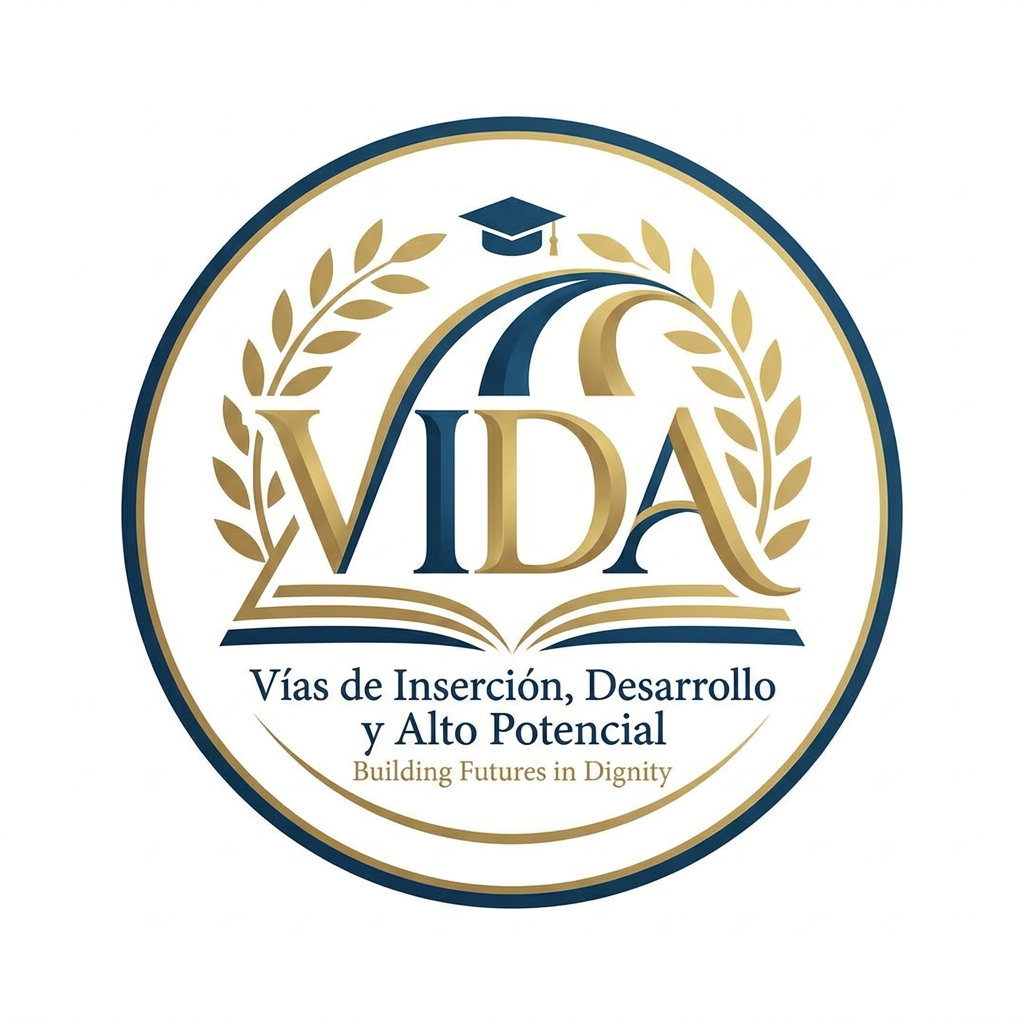AI Design for create me a logo for an organization called VIDA things to get inspired from:
VIDA creates safe educational corridors for young Syrians affected by persecution - connecting talent with universities in Spain to build futures rooted in dignity, resilience, and hope.The humanitarian crisis in Syria has entered an alarming new phase. Systematic violence targets minority communities - Alawites, Druze, and Kurds - while traditional protection routes have closed VIDA - Vías de Inserción, Desarrollo y Alto Potencial - creates humanitarian educational corridors: a safe, legal, and transformative pathway connecting young talent with higher education in Spain. try to have the logo from the same word so it will be easy to publish anywhere, make it very fancy and elegance and nice